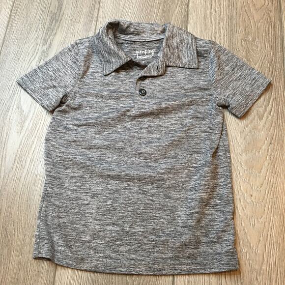 Jumping Beans Boys Heathered Gray Collared Polo Shirt Long Sleeve Casual Size 4 - Picture 1 of 4